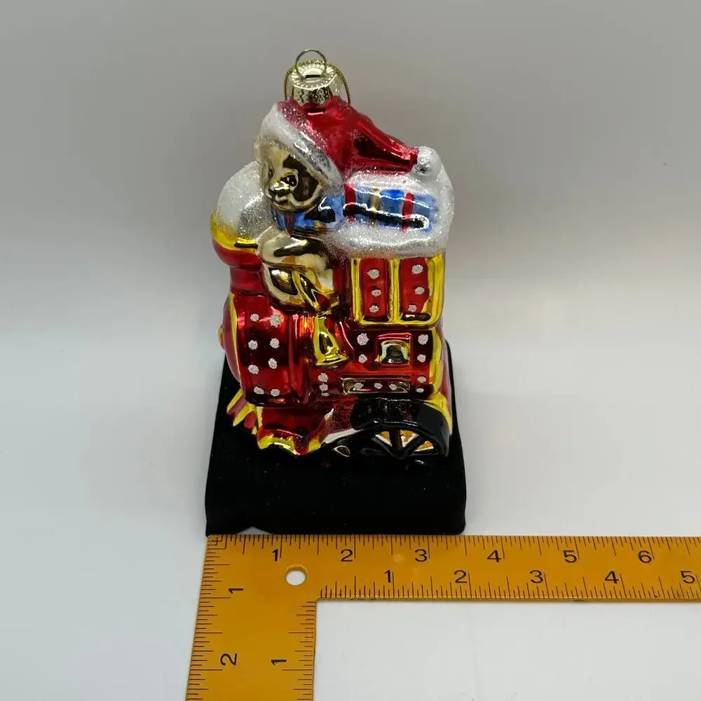 Glass Ornament Bear Train Far East Brokers 5.5